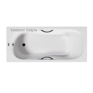 Изображение товара Чугунная ванна Vinsent Veron Aura 170x70 см белая с ручками черный матовый