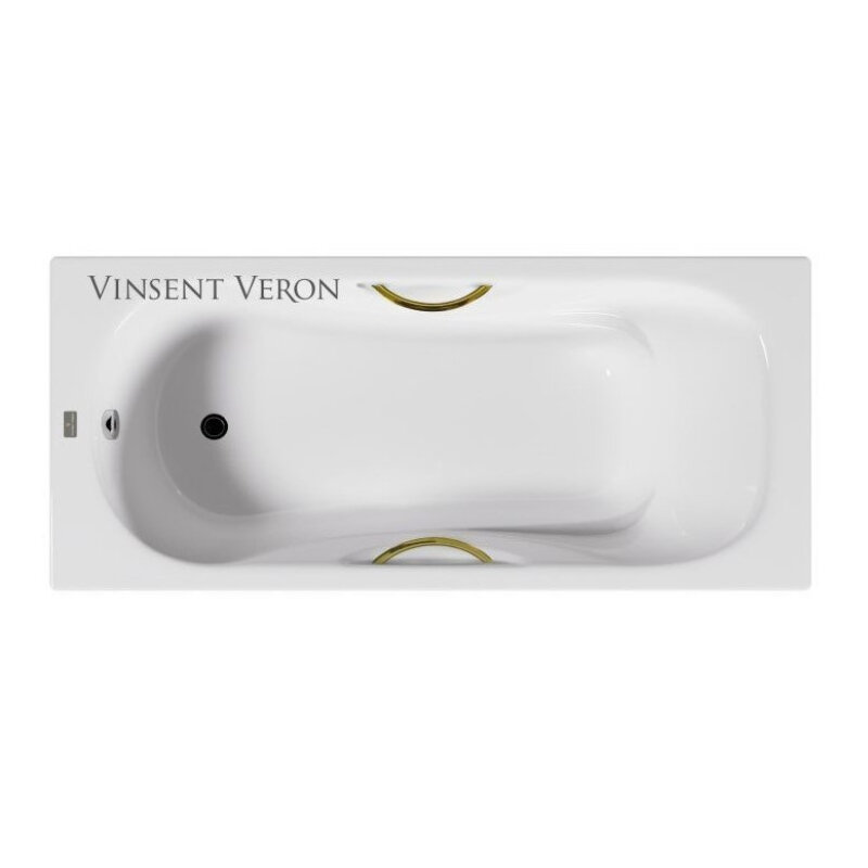 Изображение товара Чугунная ванна Vinsent Veron Aura 170x70 см белая с ручками золото Изображение товара Чугунная ванна Vinsent Veron Aura 170x70 см белая с ручками золото