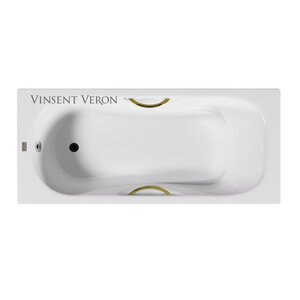 Изображение товара Чугунная ванна Vinsent Veron Aura VAU1707042H/VH0015GD, 170 x 70 см, ручки золото, цвет белый