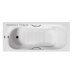 Чугунная ванна Vinsent Veron Aura VAU1507542H/VH0015CH-AS, 150 x 75 см, с антискользящим покрытием, ручки хром, цвет белый - фото 1