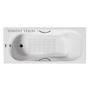 Изображение товара Чугунная ванна Vinsent Veron Aura VAU1707042H/VH0015CH-AS, 170 x 70 см, с антискользящим покрытием, ручки хром, цвет белый