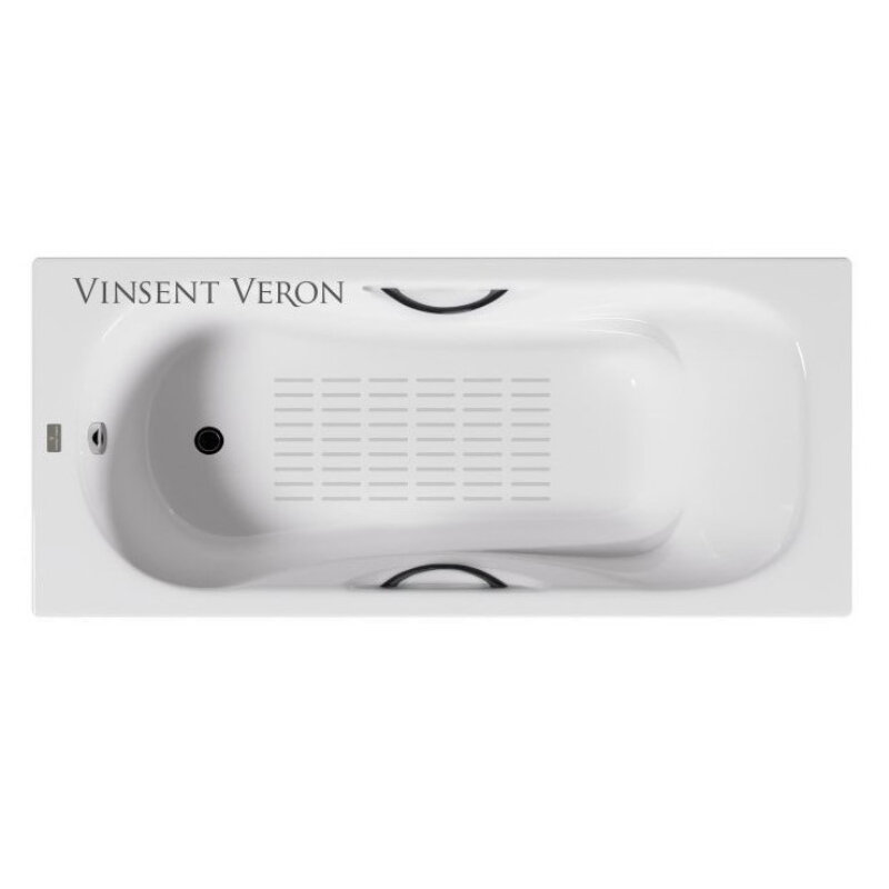 Изображение товара Чугунная ванна Vinsent Veron Aura 170x70 см антискользящая ручки белая Изображение товара Чугунная ванна Vinsent Veron Aura 170x70 см антискользящая ручки белая