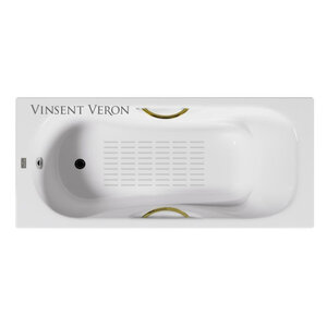 Изображение товара Чугунная ванна Vinsent Veron Aura VAU1707042H/VH0015GD-AS, 170 x 70 см, с антискользящим покрытием, ручки золото, цвет белый