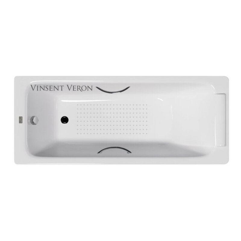 Изображение товара Чугунная ванна Vinsent Veron Italon 170x70 см с антискользящим покрытием и хром ручками