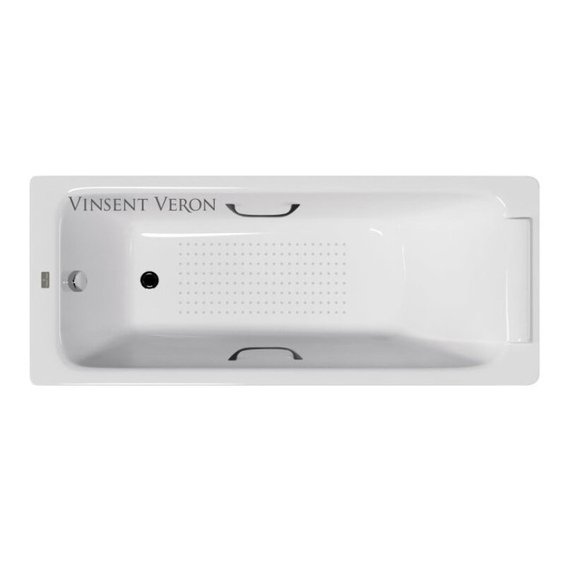 Изображение товара Чугунная ванна Vinsent Veron Italon 170x70 см белая антискользящая ручки