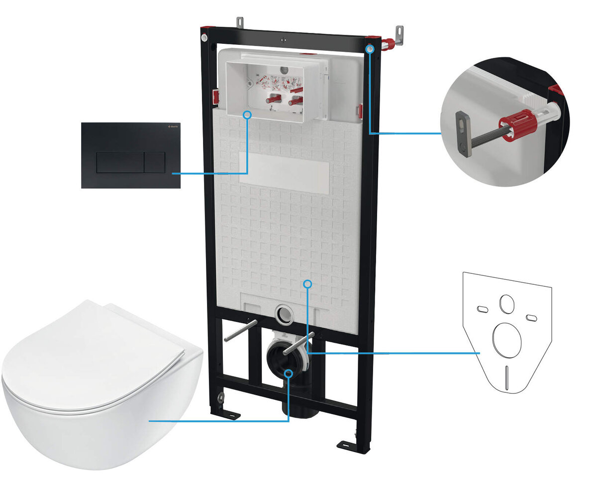 Изображение товара Инсталляция для унитаза Deante CDEN6ZPW с микролифтом и скрытым монтажом