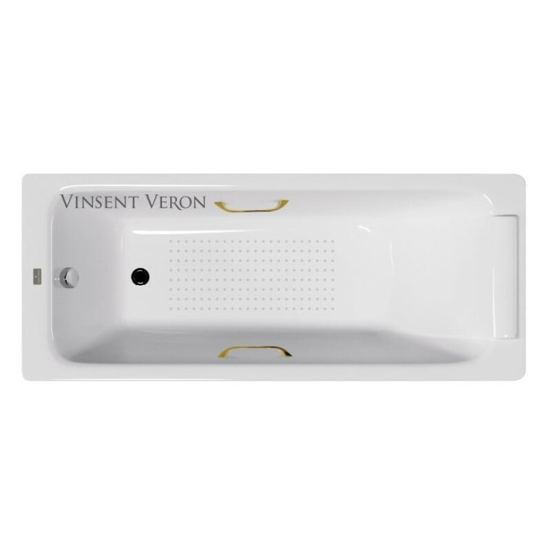 Изображение товара Чугунная ванна Vinsent Veron Italon 170x70 см с антискользящим покрытием и ручками золото Изображение товара Чугунная ванна Vinsent Veron Italon 170x70 см с антискользящим покрытием и ручками золото