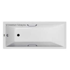 Изображение товара Чугунная ванна Vinsent Veron Square VSQ1407045H/VH0012CH, 140 x 70 см, ручки хром, цвет белый