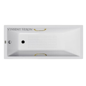 Изображение товара Чугунная ванна Vinsent Veron Square VSQ1707545H/VH0012GD-AS, 170 x 75 см, с антискользящим покрытием, ручки золото, цвет белый Изображение товара Чугунная ванна Vinsent Veron Square VSQ1707545H/VH0012GD-AS, 170 x 75 см, с антискользящим покрытием, ручки золото, цвет белый