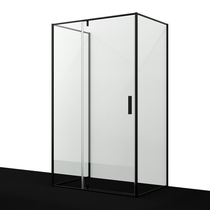 Изображение товара Душевой уголок WasserKRAFT Elbe 74P25 120х80 см распашной черный матовый профиль