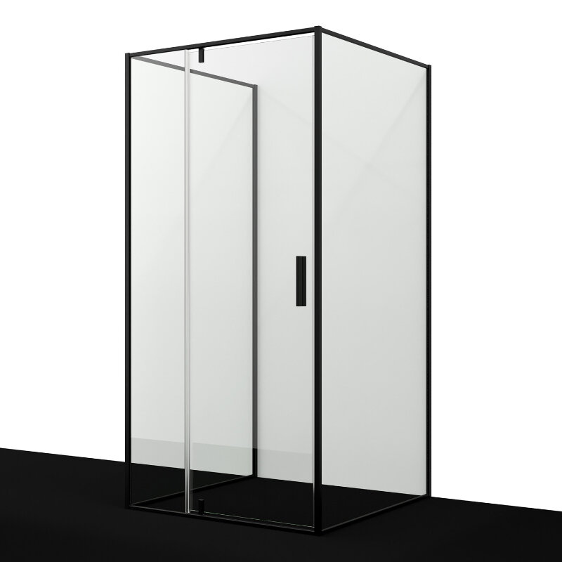 Изображение товара Душевой уголок WasserKRAFT Elbe 74P42 100x100 черный матовый стекло 6 мм
