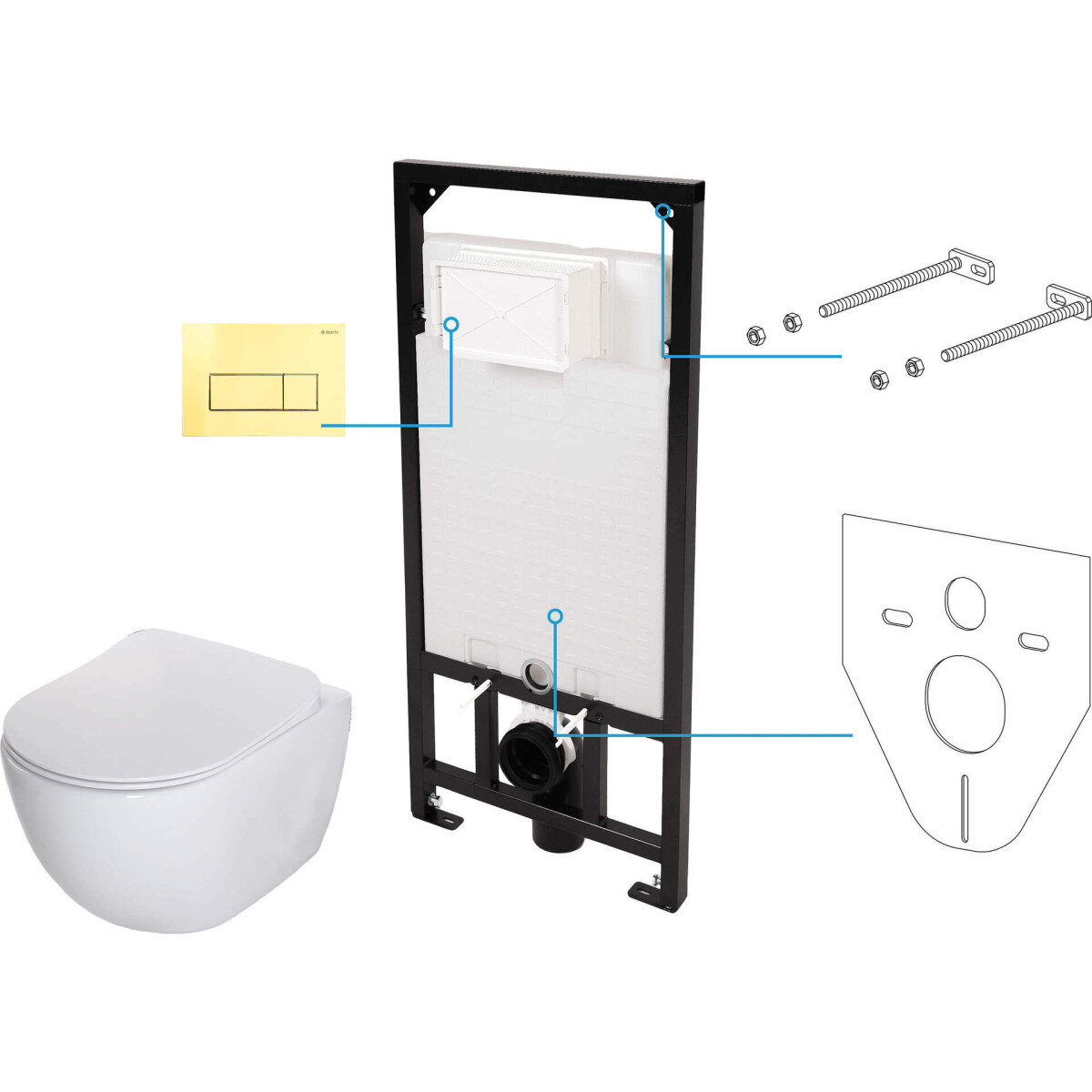 Изображение товара Инсталляция для унитаза Deante CDEZ6ZPW с сиденьем микролифт и функцией мягкого закрывания