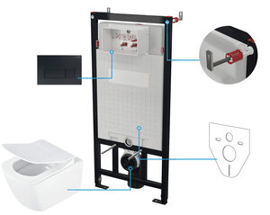 Изображение товара Инсталляция Deante с унитазом CDZN6ZPW, сиденье микролифт, клавиша черная матовая, комплект