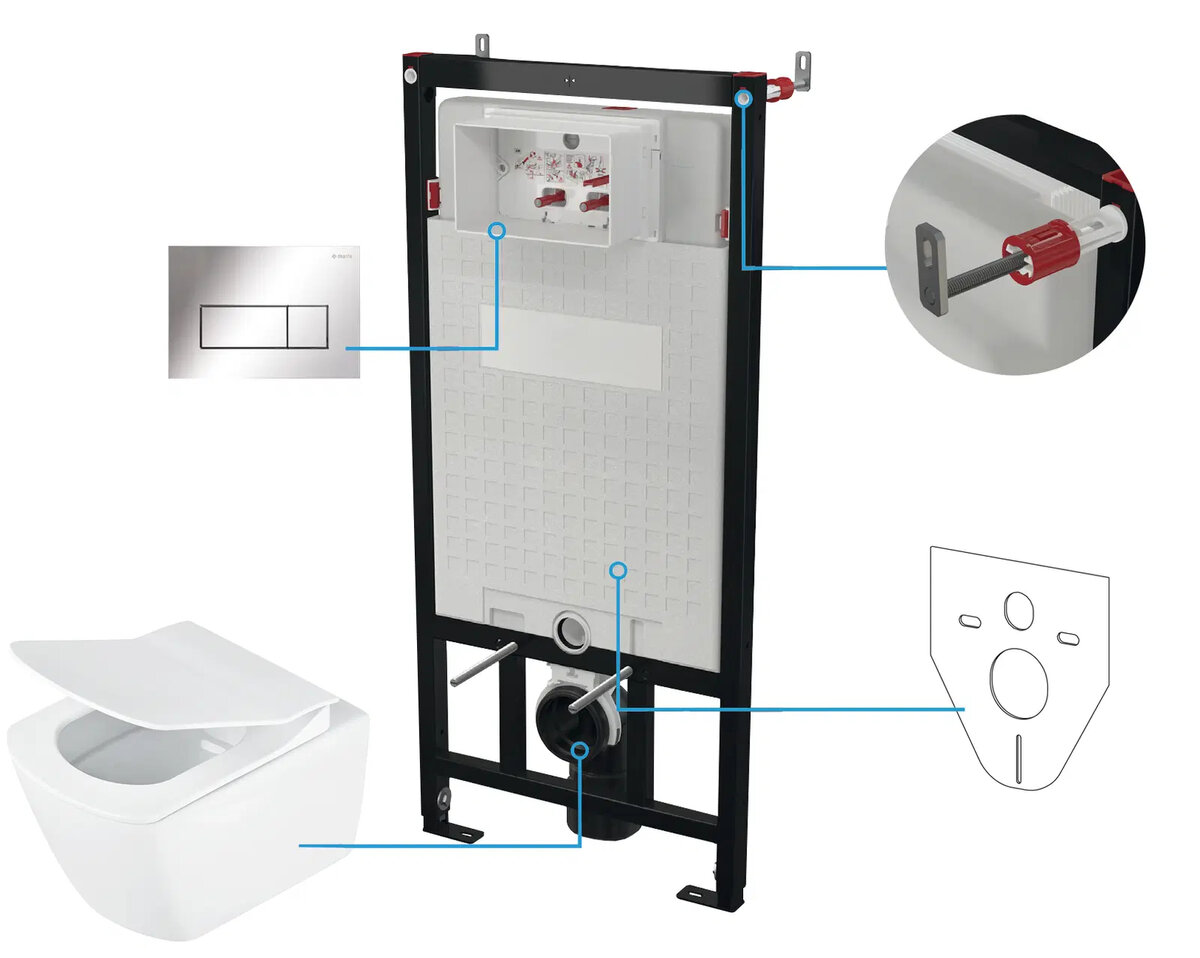 Изображение товара Инсталляция Deante с унитазом CDZS6ZPW с микролифтом и хромированной клавишей
