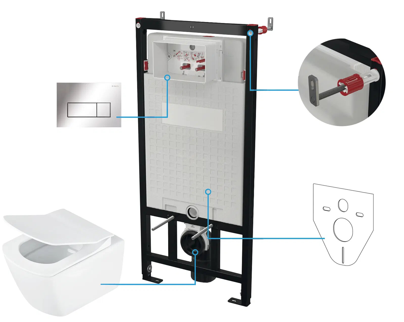 Изображение товара Инсталляция Deante с унитазом CDZS6ZPW с микролифтом и хромированной клавишей