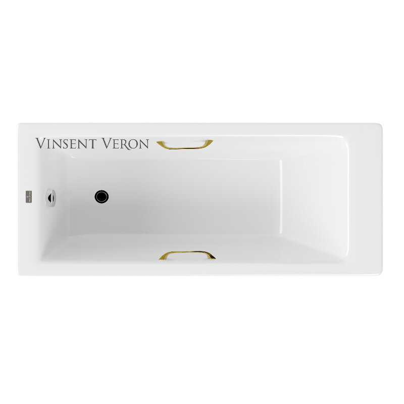 Изображение товара Чугунная ванна Vinsent Veron Tampa 170x70 см с ручками золото белая Изображение товара Чугунная ванна Vinsent Veron Tampa 170x70 см с ручками золото белая