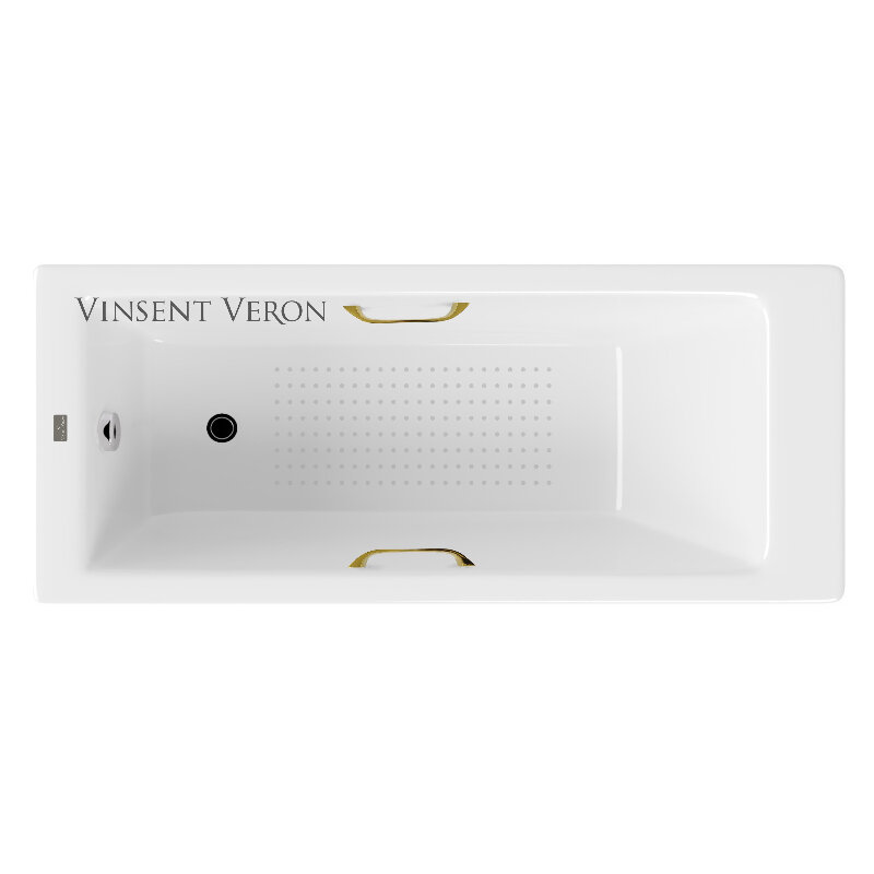 Изображение товара Чугунная ванна Vinsent Veron Tampa 170x70 см с золотыми ручками