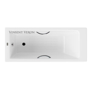 Изображение товара Чугунная ванна Vinsent Veron Tampa VTP1707042H/E60327CH-AS, 170 x 70 см, с антискользящим покрытием, ручки хром, цвет белый