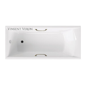 Изображение товара Чугунная ванна Vinsent Veron Devon VDV1807045H/VH0012BR, 180 x 70 см, ручки бронза, цвет белый