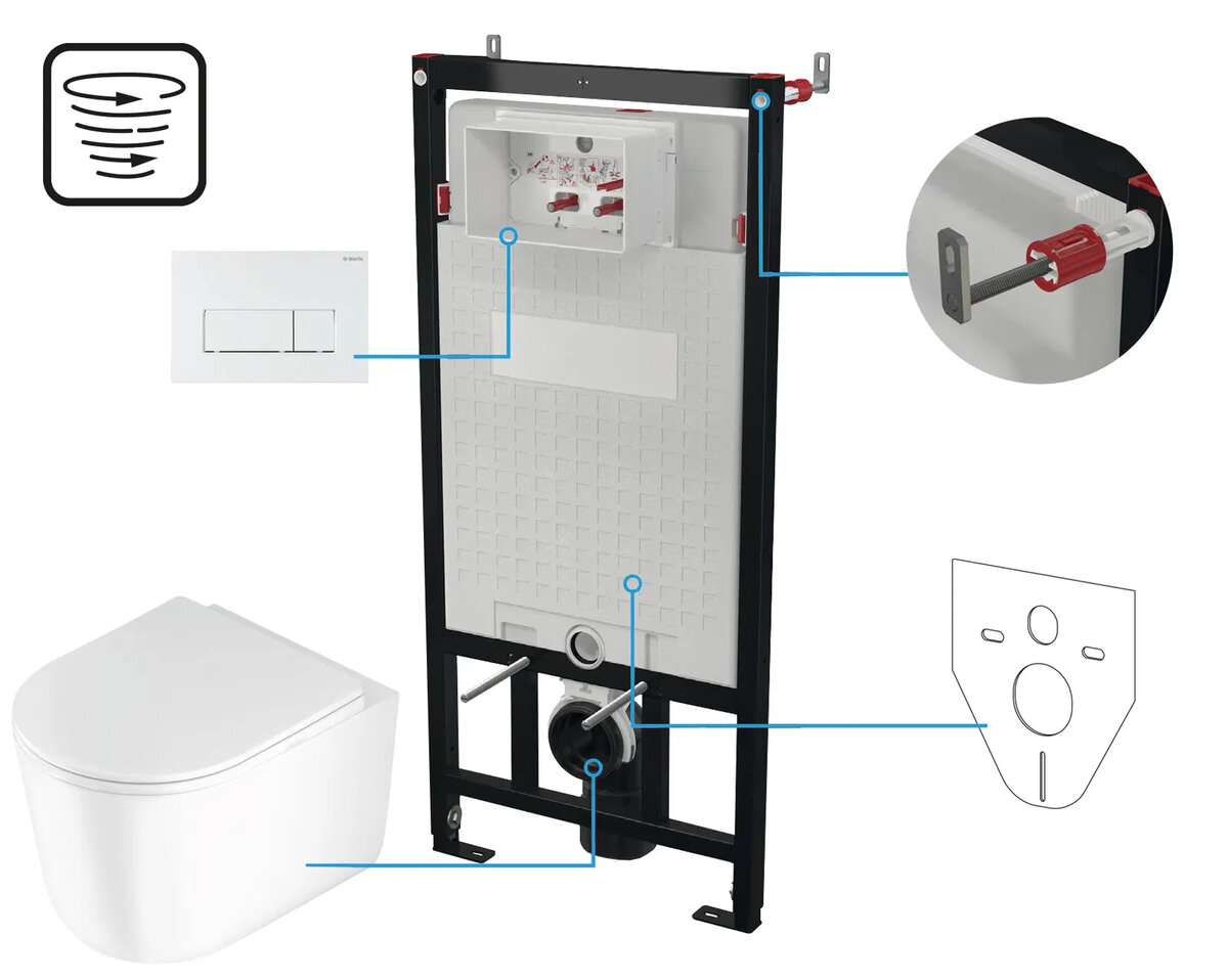 Изображение товара Инсталляция Deante с унитазом CDJA6ZPW, безободковая, подвесная