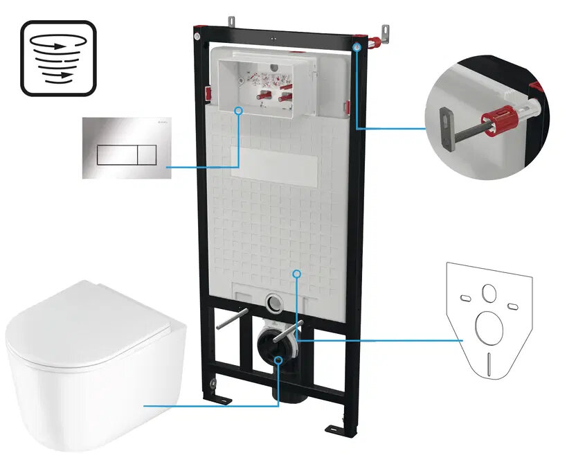 Изображение товара Инсталляция для унитаза Deante CDJS6ZPW с сиденьем микролифт и хром-клавишей
