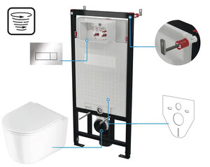 Изображение товара Инсталляция Deante с безободковым унитазом CDJS6ZPW, сиденье микролифт, клавиша хром, комплект