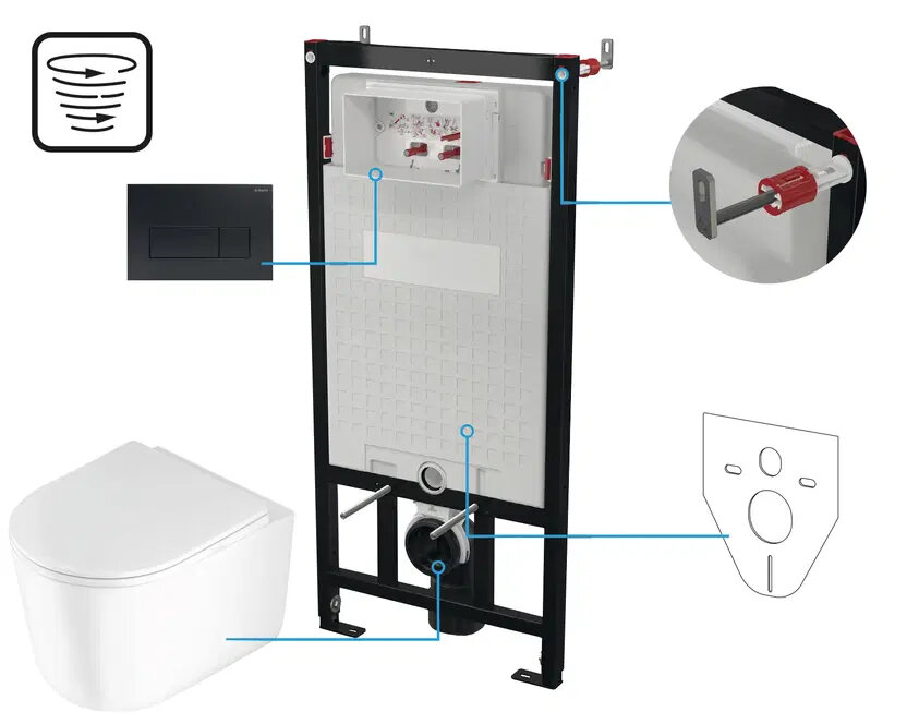 Изображение товара Инсталляция Deante CDJN6ZPW с унитазом сиденье микролифт черное