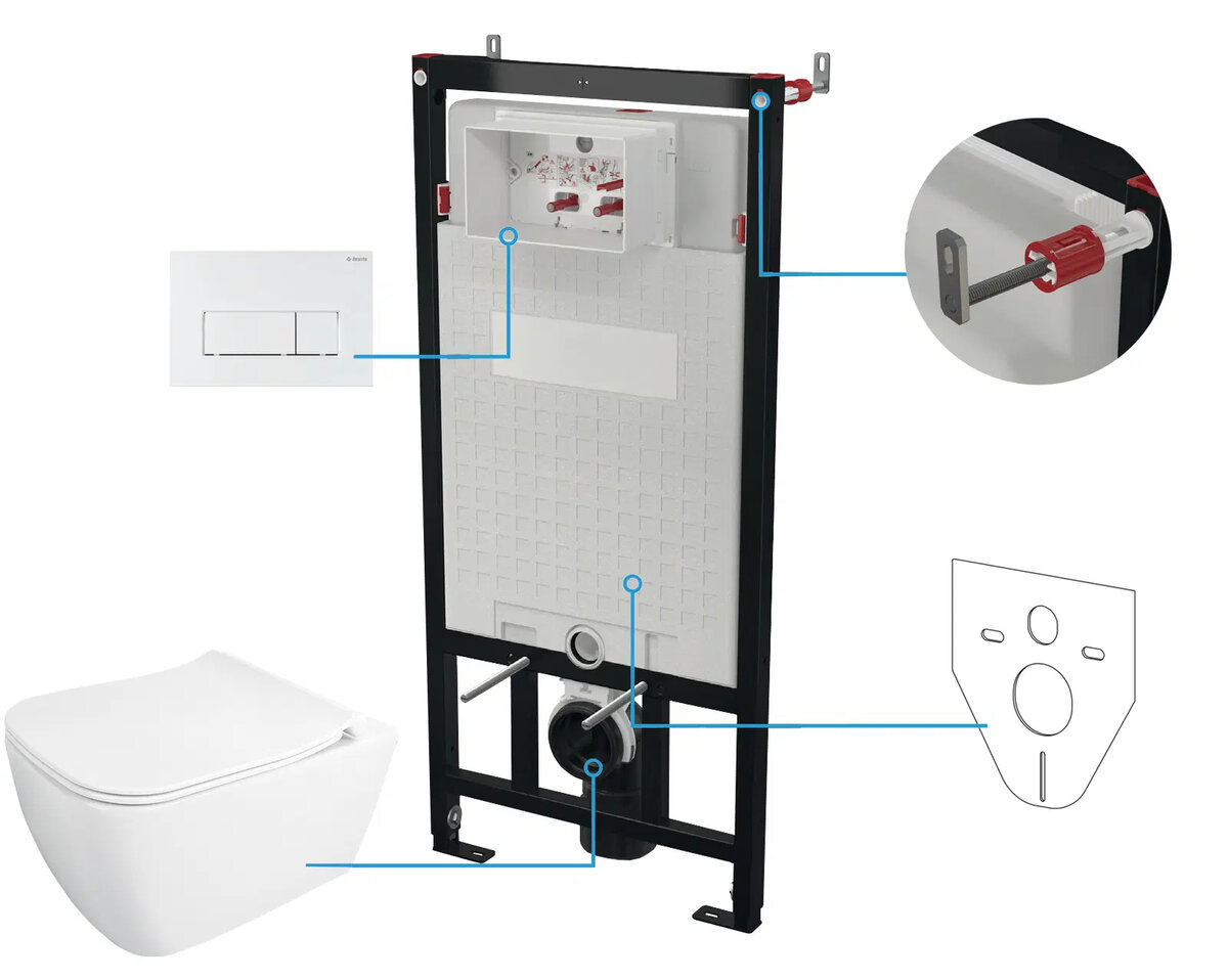 Изображение товара Инсталляция Deante CDYA6ZPW с унитазом и сиденьем микролифт
