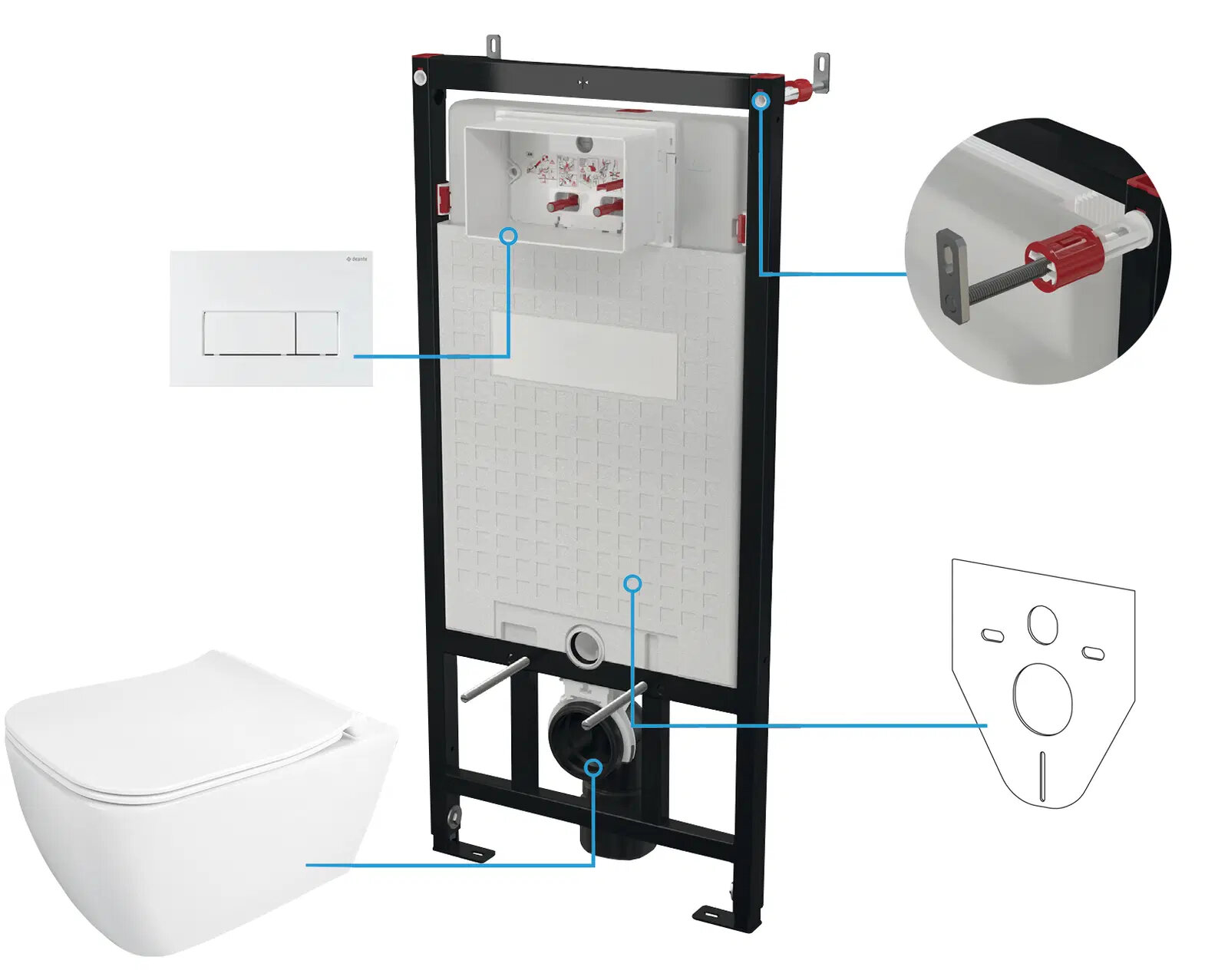 Изображение товара Инсталляция Deante CDYA6ZPW с унитазом и сиденьем микролифт