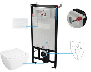 Изображение товара Инсталляция Deante с безободковым унитазом CDYA6ZPW, сиденье микролифт, клавиша белая матовая, комплект