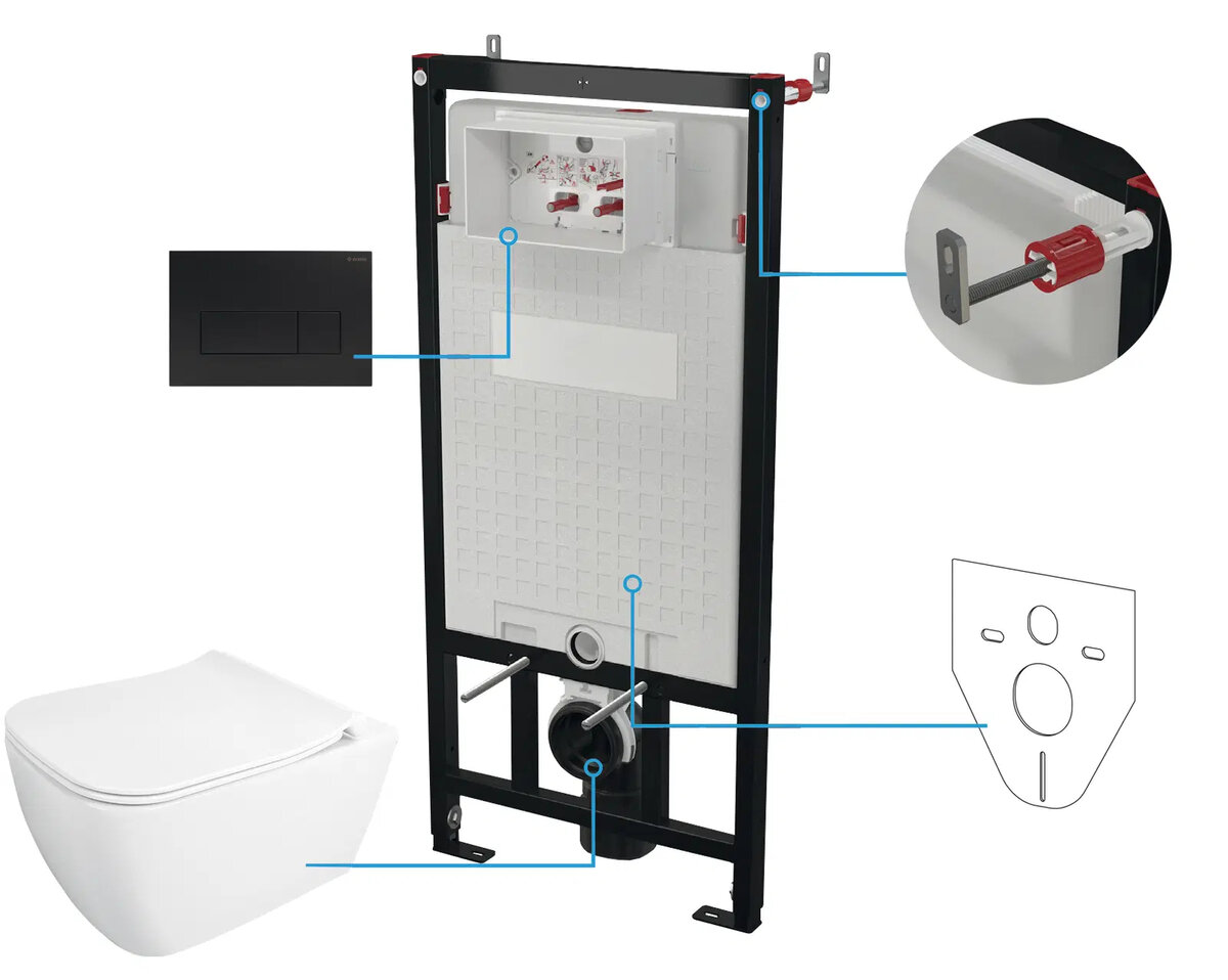 Изображение товара Инсталляция Deante с унитазом CDYN6ZPW подвесная, с микролифтом, антибактериальным покрытием
