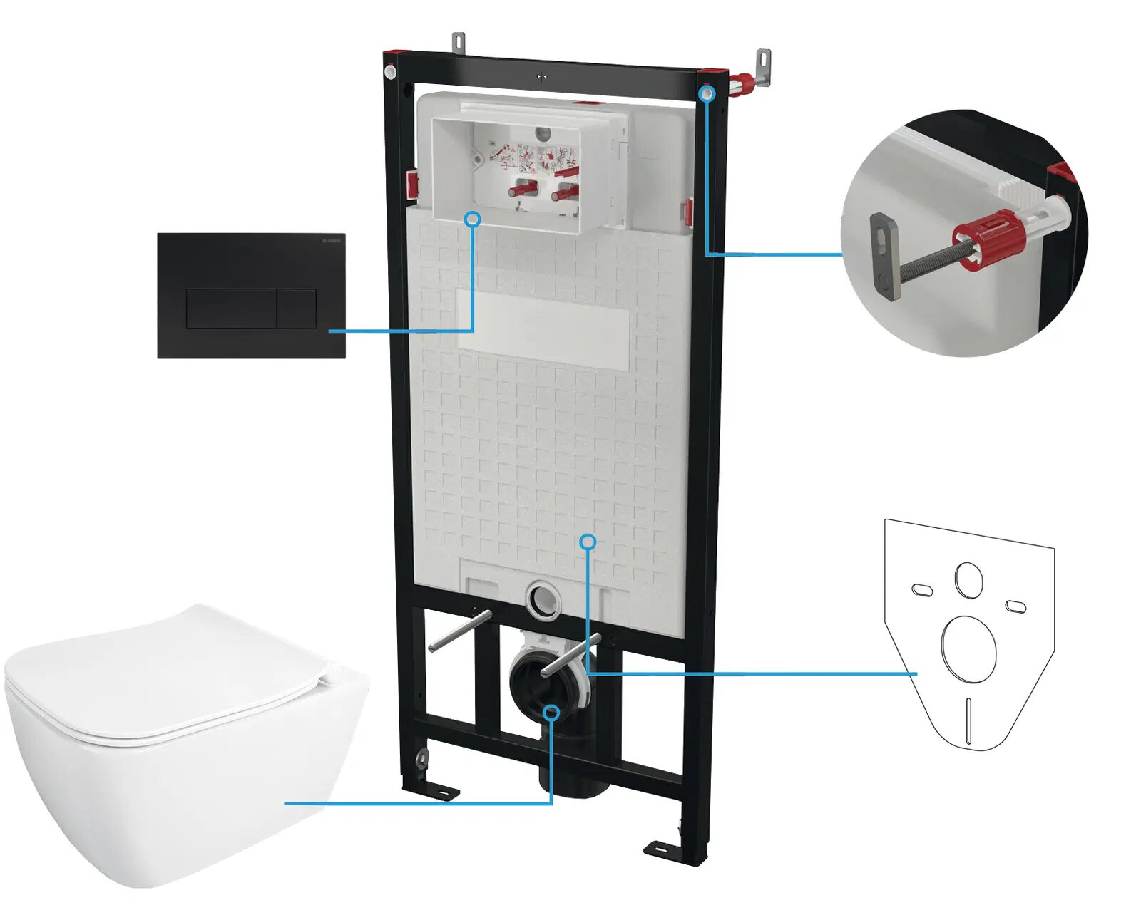 Изображение товара Инсталляция Deante с унитазом CDYN6ZPW подвесная, с микролифтом, антибактериальным покрытием