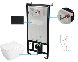 Изображение товара Инсталляция Deante с унитазом CDYN6ZPW, сиденье микролифт, клавиша черная матовая, комплект