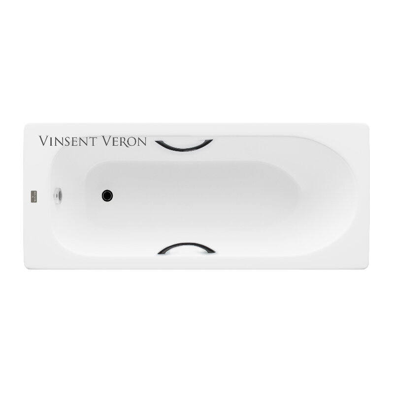 Изображение товара Чугунная ванна Vinsent Veron Soissons 170x70 см белая с ручками черные матовые