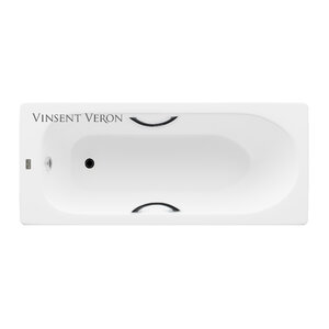 Изображение товара Чугунная ванна Vinsent Veron Soissons VCN1707042H/VH0015BL, 170 x 70 см, ручки черные матовые, цвет белый