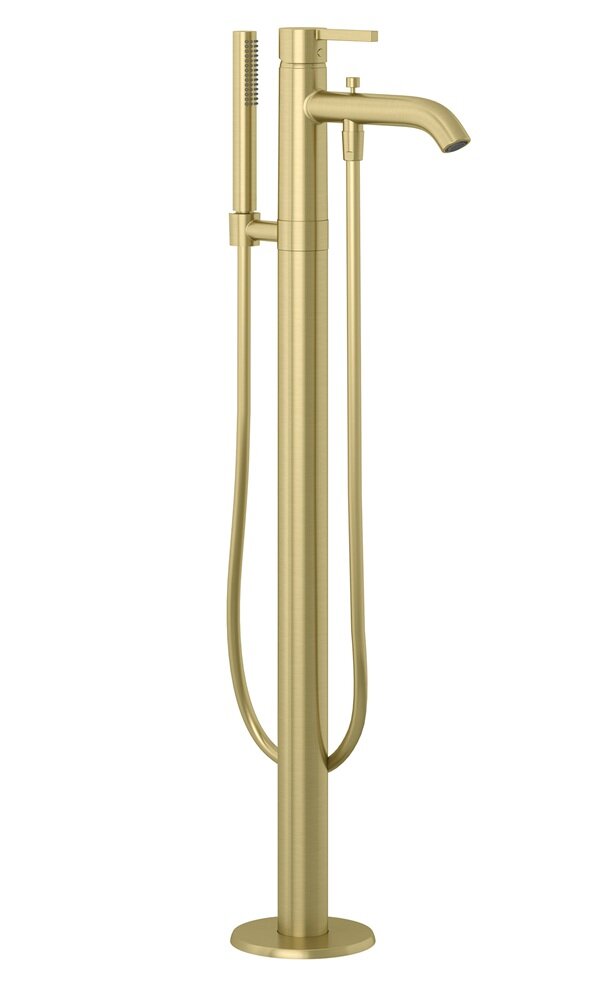 Изображение товара Напольный смеситель для ванны и душа Kludi Nova Fonte 38590N015 золото брашированное