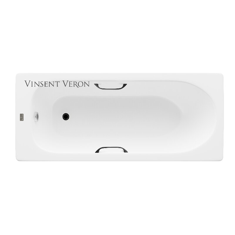 Изображение товара Чугунная ванна Vinsent Veron Soissons 170x70 см белая с ручками матовые черные