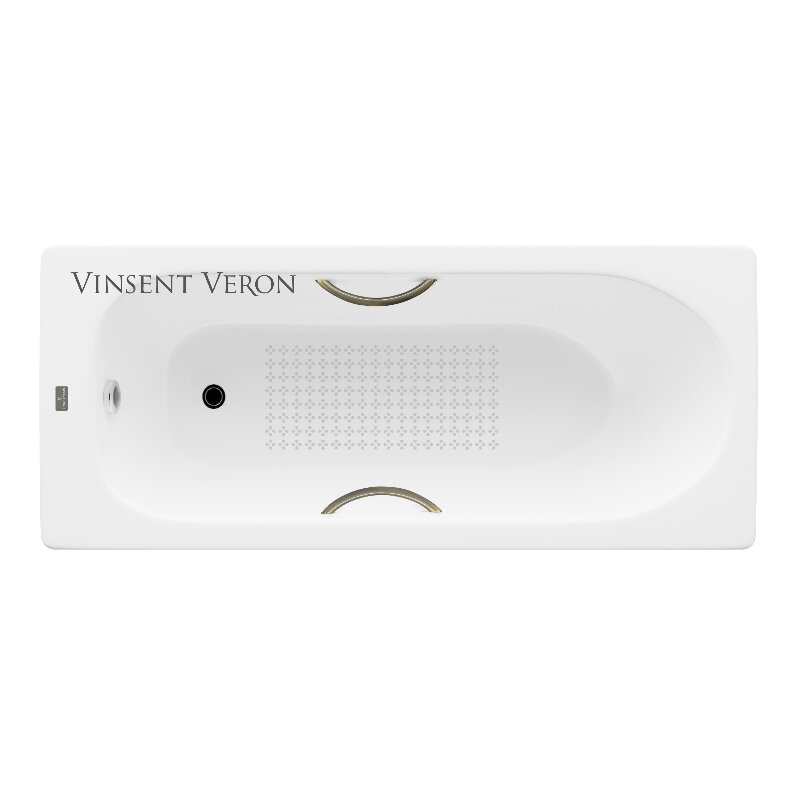 Изображение товара Чугунная ванна Vinsent Veron Soissons 170x70 белая антивандальная с ручками бронза