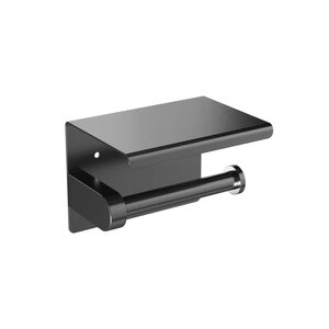 Изображение товара Держатель туалетной бумаги Stworki Хельсинки S33345GB, с полкой, цвет воронёная сталь, gunmetal