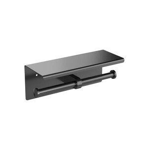 Изображение товара Держатель туалетной бумаги Stworki Хельсинки S33350GB, двойной, с полкой, цвет воронёная сталь, gunmetal