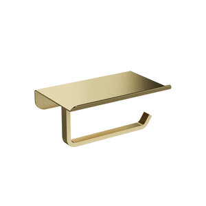 Изображение товара Держатель туалетной бумаги Stworki Киркенес S45345GM, с полкой, цвет золото матовое