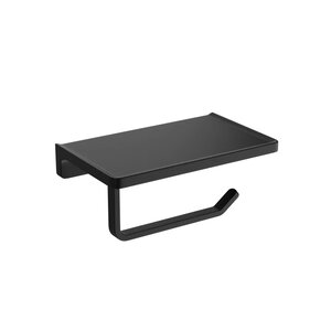 Изображение товара Держатель туалетной бумаги с полкой и монтажом шурупами, черный матовый