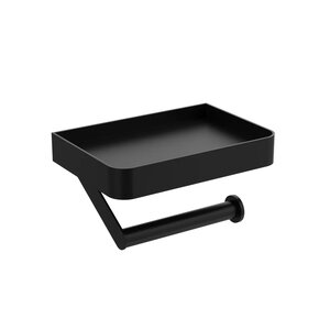 Изображение товара Держатель туалетной бумаги с полкой Stworki Стокгольм S36345BK черный матовый