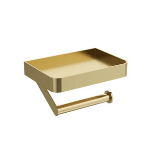 Изображение товара Держатель туалетной бумаги Stworki Стокгольм S36345GM, с полкой, цвет золото матовое