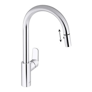 Изображение товара Смеситель для кухонной мойки Jacob Delafon July+ E35687-4-CP, с выдвижным изливом, цвет хром