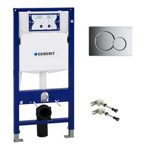 Изображение товара Инсталляция Geberit Duofix UP320 111.300.21.5 для унитаза с креплением и кнопкой смыва, глянцевый хром