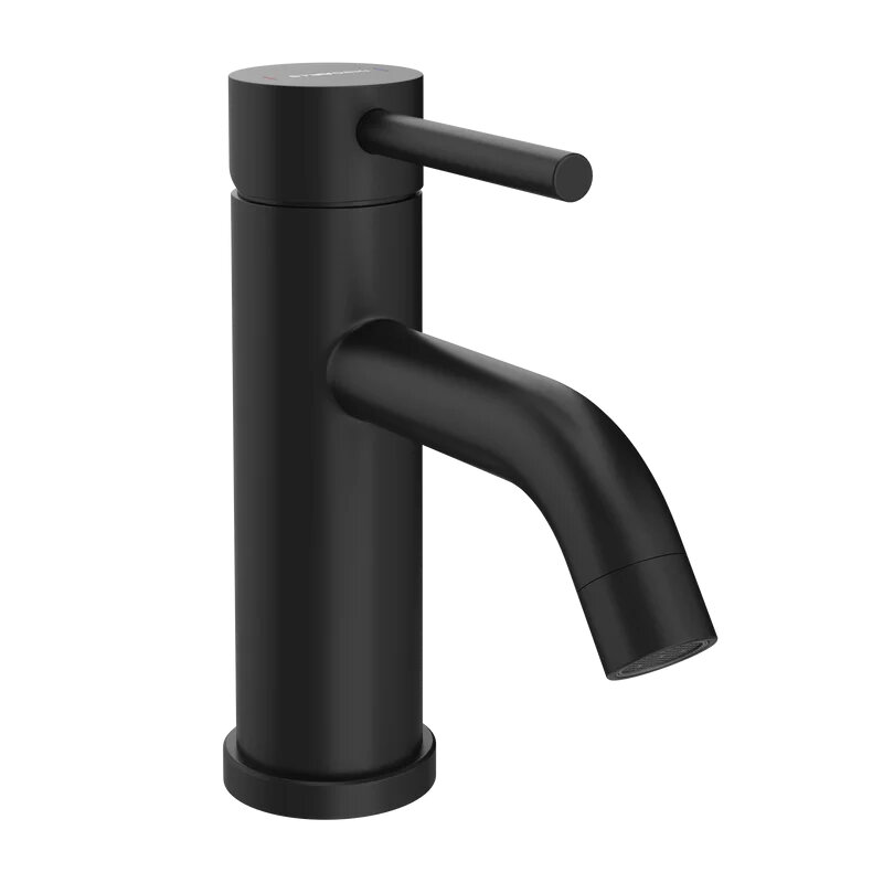 Изображение товара Смеситель для раковины Stworki Киркенес S45010BK с PVD покрытием черный матовый