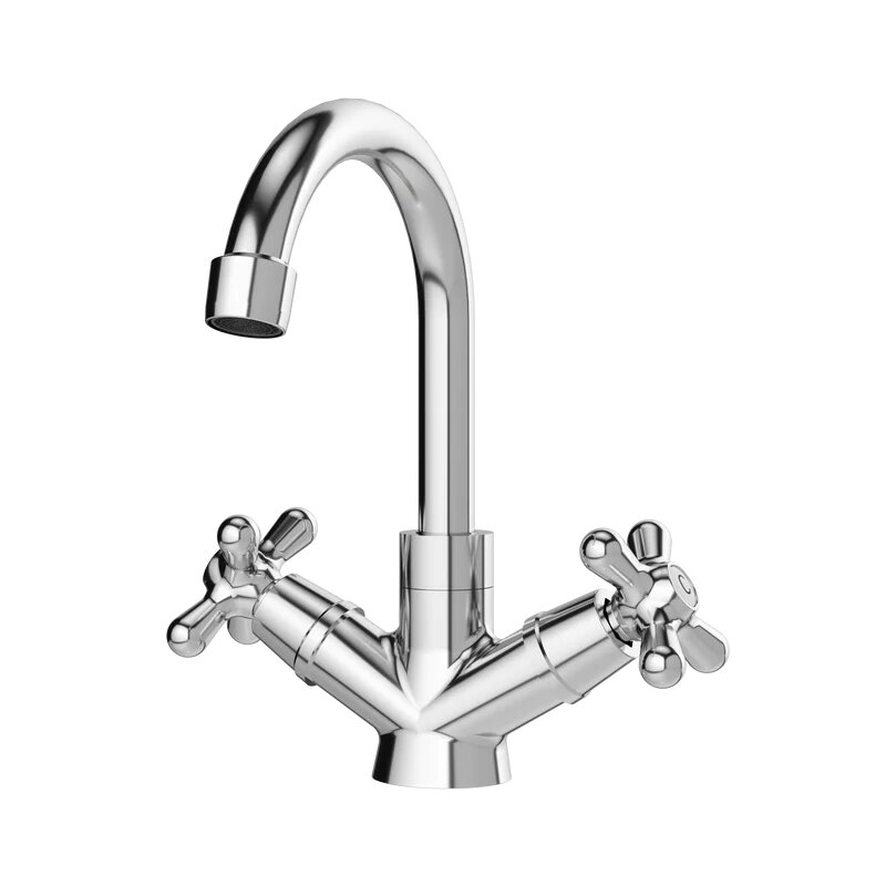 Изображение товара Пластиковый смеситель для раковины Domaci Равенна D17000CR хром, поворотный, двухвентильный