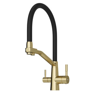 Изображение товара Смеситель для кухонной мойки Domaci Ливорно D5693GM, с подключением к фильтру, PVD золото матовое/черный