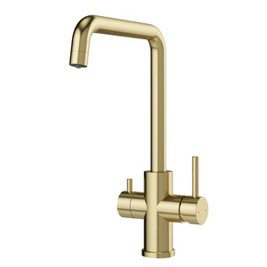 Изображение товара Смеситель кухонный Domaci Ливорно D8652GM с подключением к фильтру и PVD покрытием